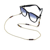 Multi-Color Amber Round Beaded Eyeglasses Chain 14k Gold Plated