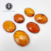 Cognac Amber Faceted Free Shape Cabochons