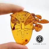 Cognac Amber Carved Dragonfly Cabochons