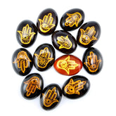 Cherry Amber Engraved Fatima Hand Oval Shape Cabochon