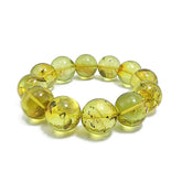 Green Amber Round Beads Stretch Bracelet