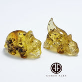 Fossil Amber Carved Dinosaurs Figurine