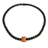 Black Amber Round Beads Necklace
