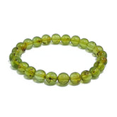 Green Amber Round Beads Bracelet With Insects