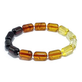 Gradient Amber Barrel Beads Stretch Bracelet