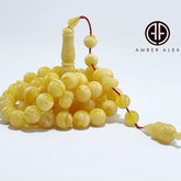 White With Yellow Amber Round Shape 11.5mm Islamic Prayer Beads