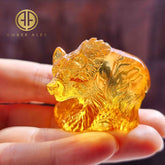 Cognac Amber Carved Bear Figurine