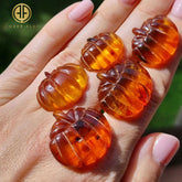 Cognac Amber Carved Pumpkin Cabochons