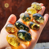 "Earth Stone" Green Amber Free Shape Cabochons