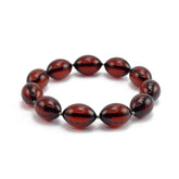 Cherry Amber Olive Beads Stretch Bracelet