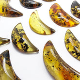 Fossil Amber Handmade Moon Cabochons