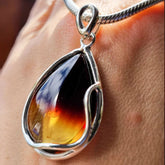 Gradient Amber Drop Shape Pendant Sterling Silver