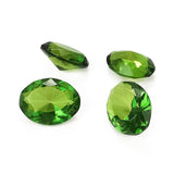 Green Amber Faceted Oval Diamond Cut Stone