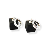 Black Amber Cube Dangle Earrings Sterling Silver