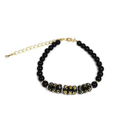 SPARKLING ELEGANCE Two - Toned Amber Faceted Beads Bracelet 14K Gold Plated