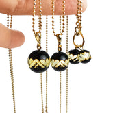 SPARKLING ELEGANCE Two-toned Amber Faceted Round Pendant Chain Necklace 14K Gold Plated