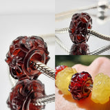 Multi-Color Amber Carved Flower Charm Bead