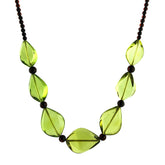 Green & Cherry Flames And Round Beads Necklace