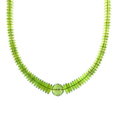 Green Amber Faceted Round & Tablets Beads Necklace