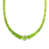Green Amber Faceted Round & Tablets Beads Necklace