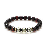 Cherry Amber Faceted Round Beads Stretch Bracelet - Amber Alex Jewelry