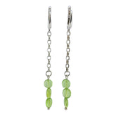 Green Amber Small Nugget Dangle Earrings Sterling Silver