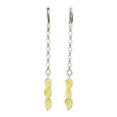 Lemon Amber Small Nugget Dangle Earrings Sterling Silver