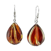 Gradient Amber Carved Drop Dangle Earrings Sterling Silver