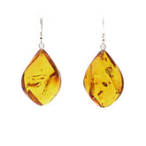 Cognac Amber Flame Dangle Earrings Sterling Silver - Amber Alex Jewelry