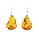 Cognac Amber Wave Dangle Earrings Sterling Silver - Amber Alex Jewelry
