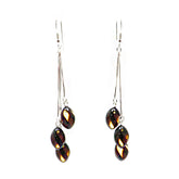 Faceted Amber Twisted Olives Dangle Earrings Sterling Silver - Amber Alex Jewelry