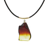 Gradient Amber Slab & Leather Necklace