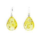 Lemon Amber Drop Dangle Earrings Sterling Silver