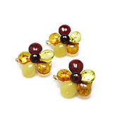 Multi-Color Amber Flower Brooch - Pendant