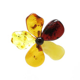 Multi-Color Amber Flower Brooch - Pendant - Amber Alex Jewelry