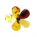 Multi-Color Amber Flower Brooch - Pendant