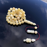White With Yellow Amber Round Shape 8.5 mm Islamic Prayer Beads