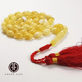 White With Yellow Amber Olive Shape 9mm Islamic Prayer Beads