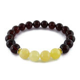 Cherry & Milky Amber Round Beads Stretch Bracelet