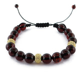 Cherry Amber Round Beads adjustable Bracelet 14K Gold Plated - Amber Alex Jewelry
