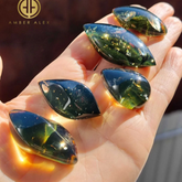 Green "Earth Stone" Marquise Shape Cabochons