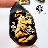 Intaglio Engraved House Slab Cherry Color Bottom Cabochon