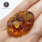 Cognac Amber Carved Spider Cabochons