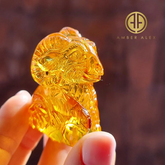 Cognac Amber Carved Aries Figurine