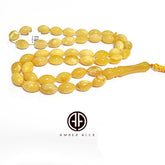 Yellow Amber Olive Shape 9 mm Islamic Prayer Beads