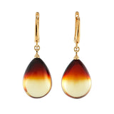 Gradient Amber Drop Dangle Earrings 14K Gold Plated