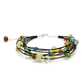 Multi-Color Amber & Turquoise Leather Bracelet - Amber Alex Jewelry