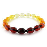 Rainbow Amber Olive Beads Stretch Bracelet - Amber Alex Jewelry