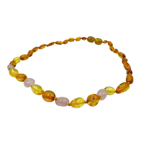 "KIDDO" Cognac & Lemon Amber Nugget Beads Baby Necklace