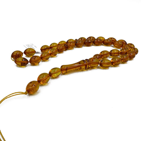 Cognac Amber Olive Shape 8.5 mm Islamic Prayer Beads